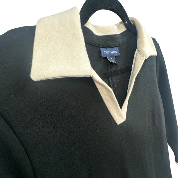 Ann Taylor Knit Sweater Dress 10 Wool Shift Black Career Business Preppy Basic - Picture 3 of 16